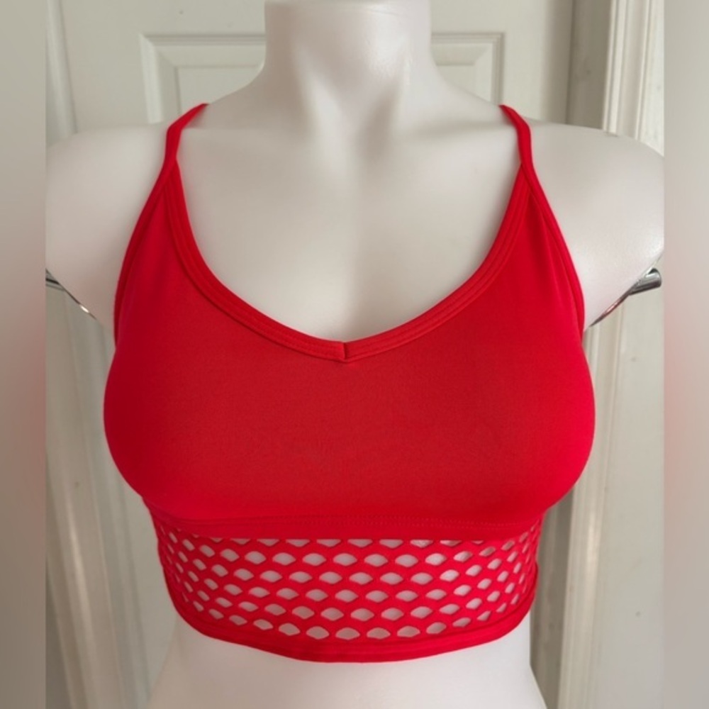 PINK Victoria's Secret Red Mesh Sports Bra